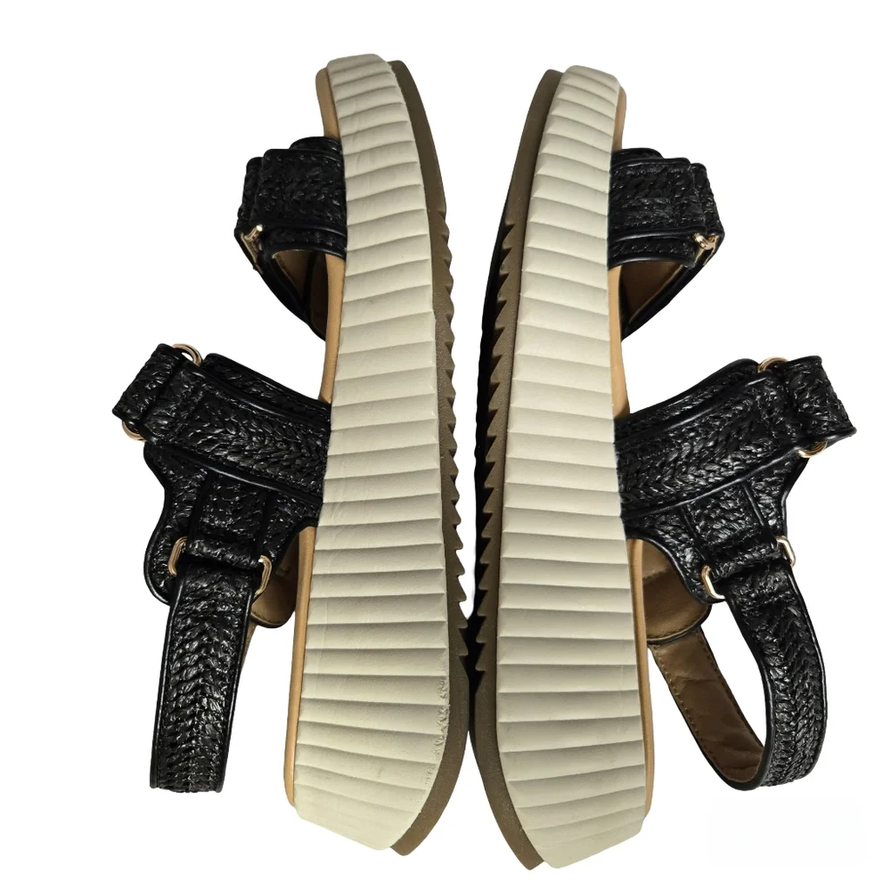 Dolce Vita Fighter Sporty Platform Sandals Black Woven Adjustable Straps